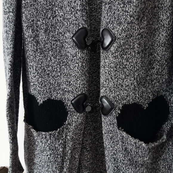TWIN-SET Simona Barberi Wool Blend Heart Theme Toggle Long Sweater M - Picture 2 of 4